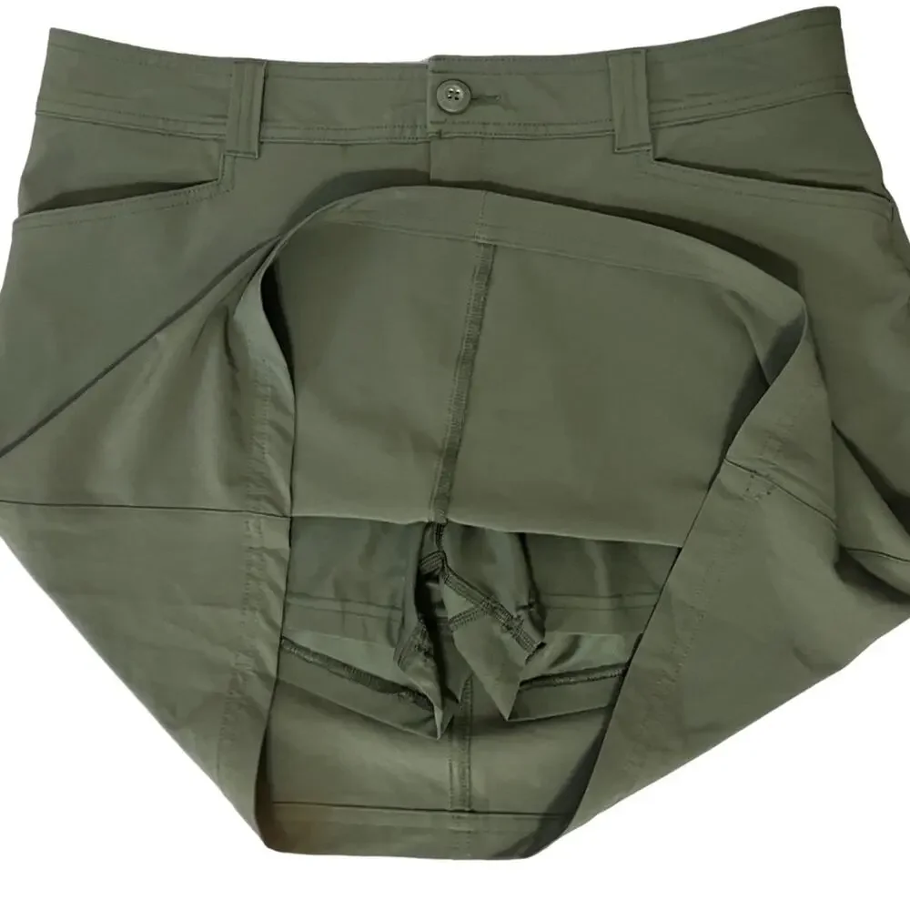 Eddie Bauer Taupe Green Tone Women's Skirt with built in shorts Size 8